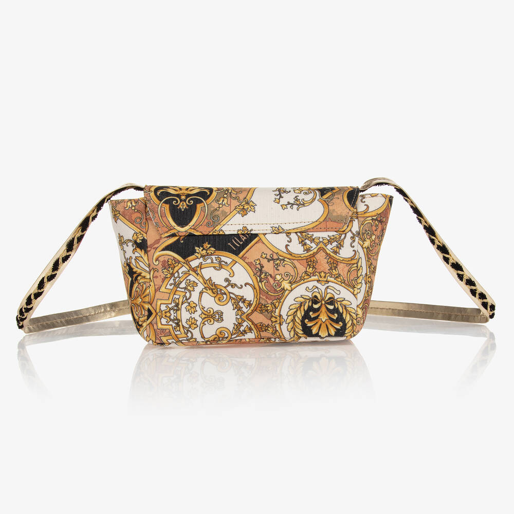 Alviero Martini-Black & Beige Tile Print Shoulder Bag (23cm) | Childrensalon Outlet