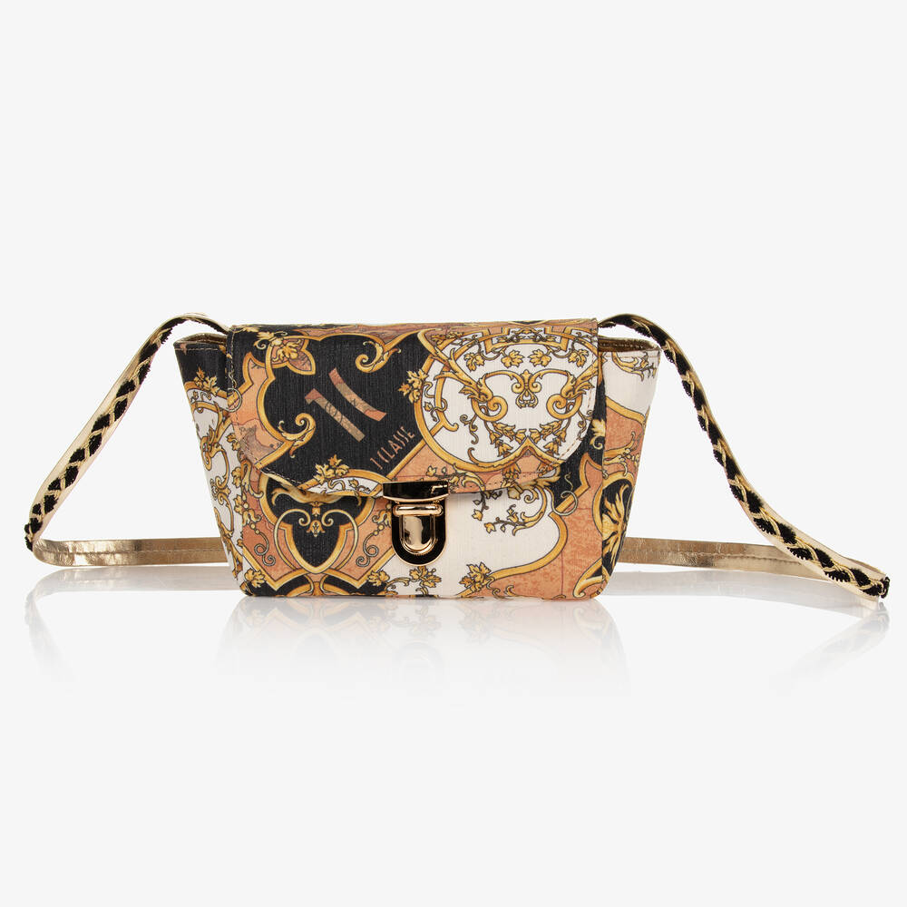 Alviero Martini - Black & Beige Tile Print Shoulder Bag (23cm) | Childrensalon