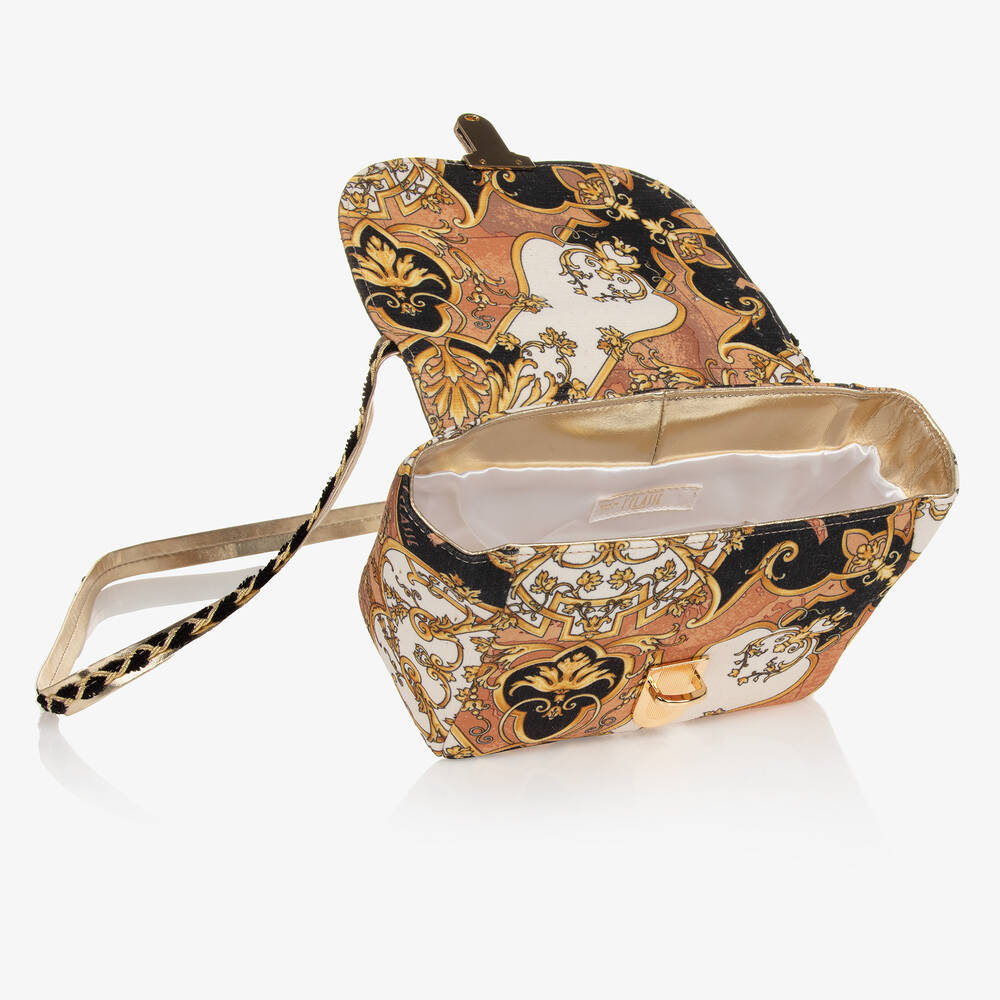 Alviero Martini Black Beige Tile Print Shoulder Bag 23cm