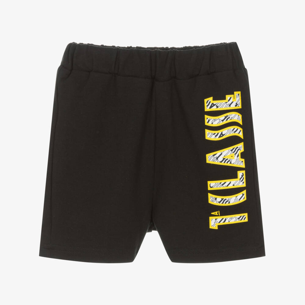 Alviero Martini-Black Cotton Logo Shorts | Childrensalon Outlet
