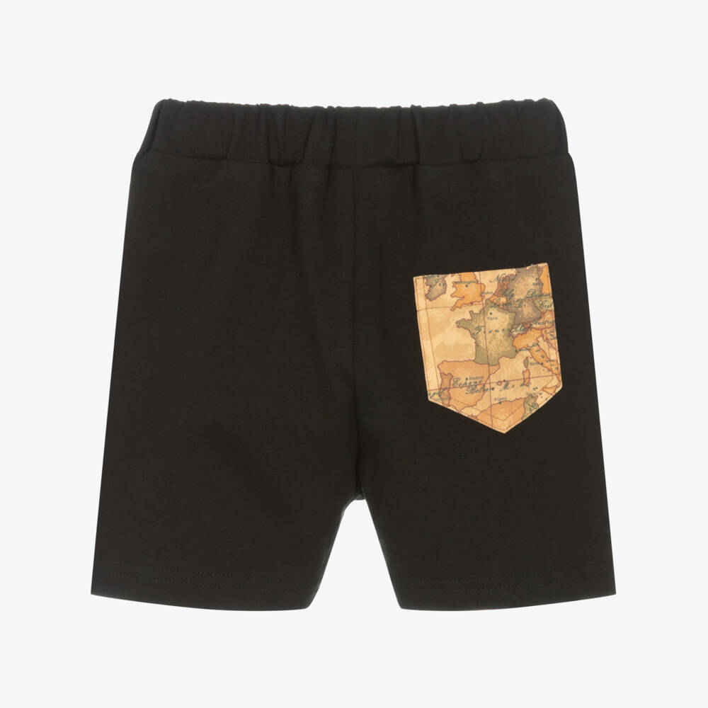 Alviero Martini-Black Cotton Logo Shorts | Childrensalon Outlet