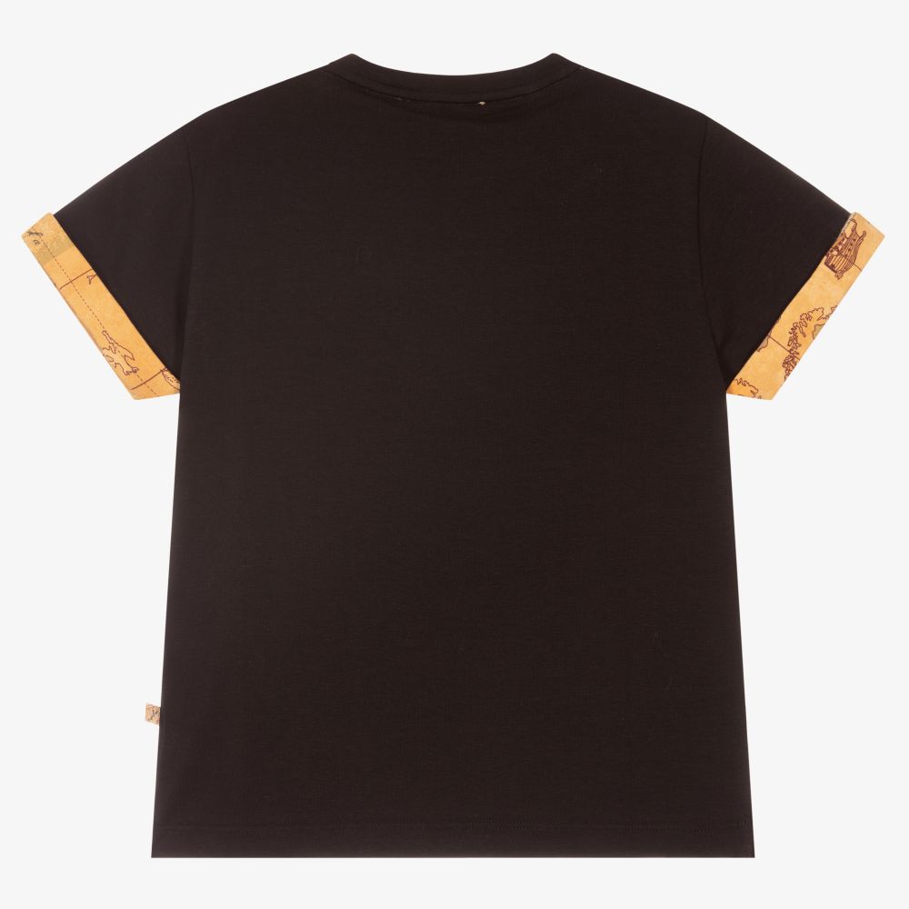 Alviero Martini Black Geo Map Logo T Shirt