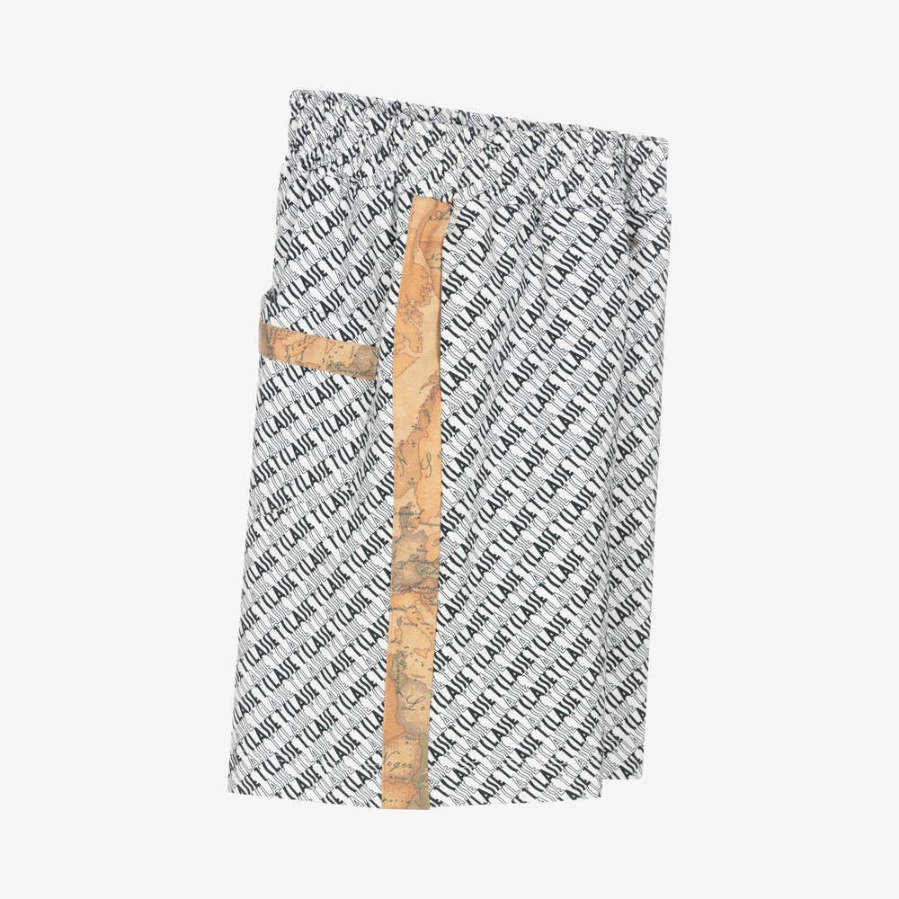 Alviero Martini-Black Geo Print Cotton Shorts | Childrensalon Outlet