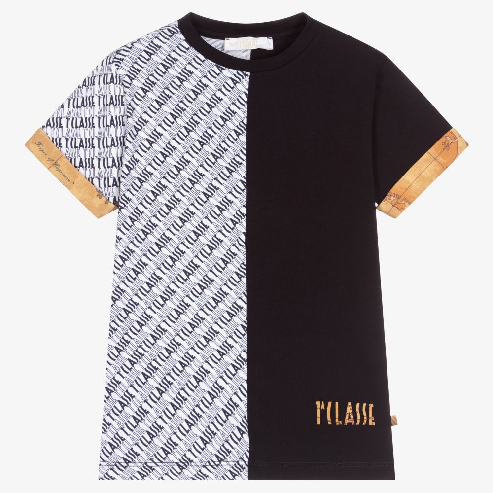 Blue Beige Geo Map T Shirt