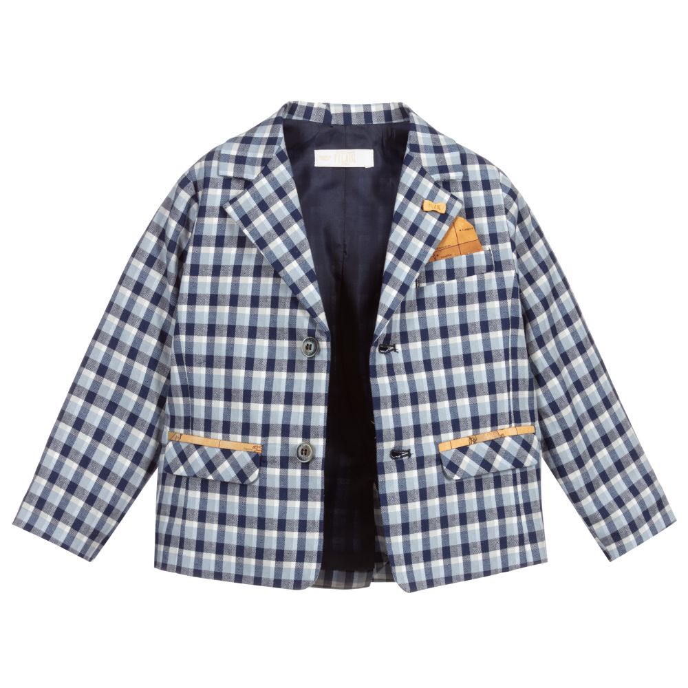 Alviero Martini Blue Check Geo Map Jacket Childrensalon Outlet