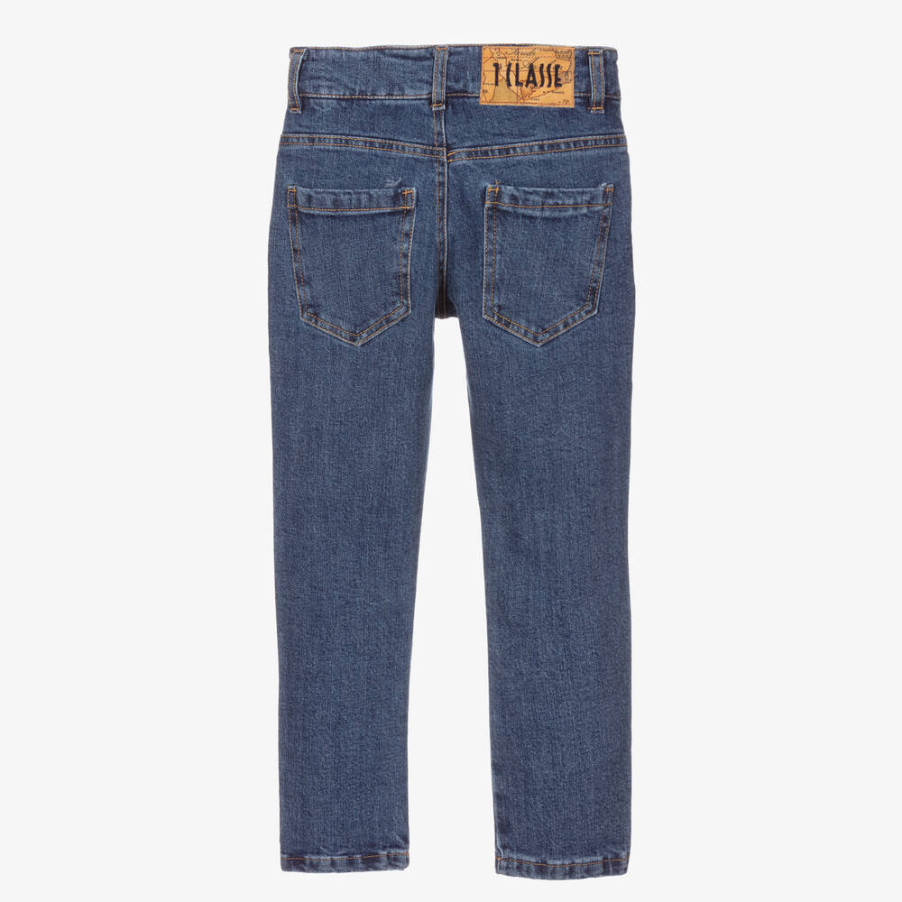 Alviero Martini-Blue Distressed Logo Jeans | Childrensalon Outlet