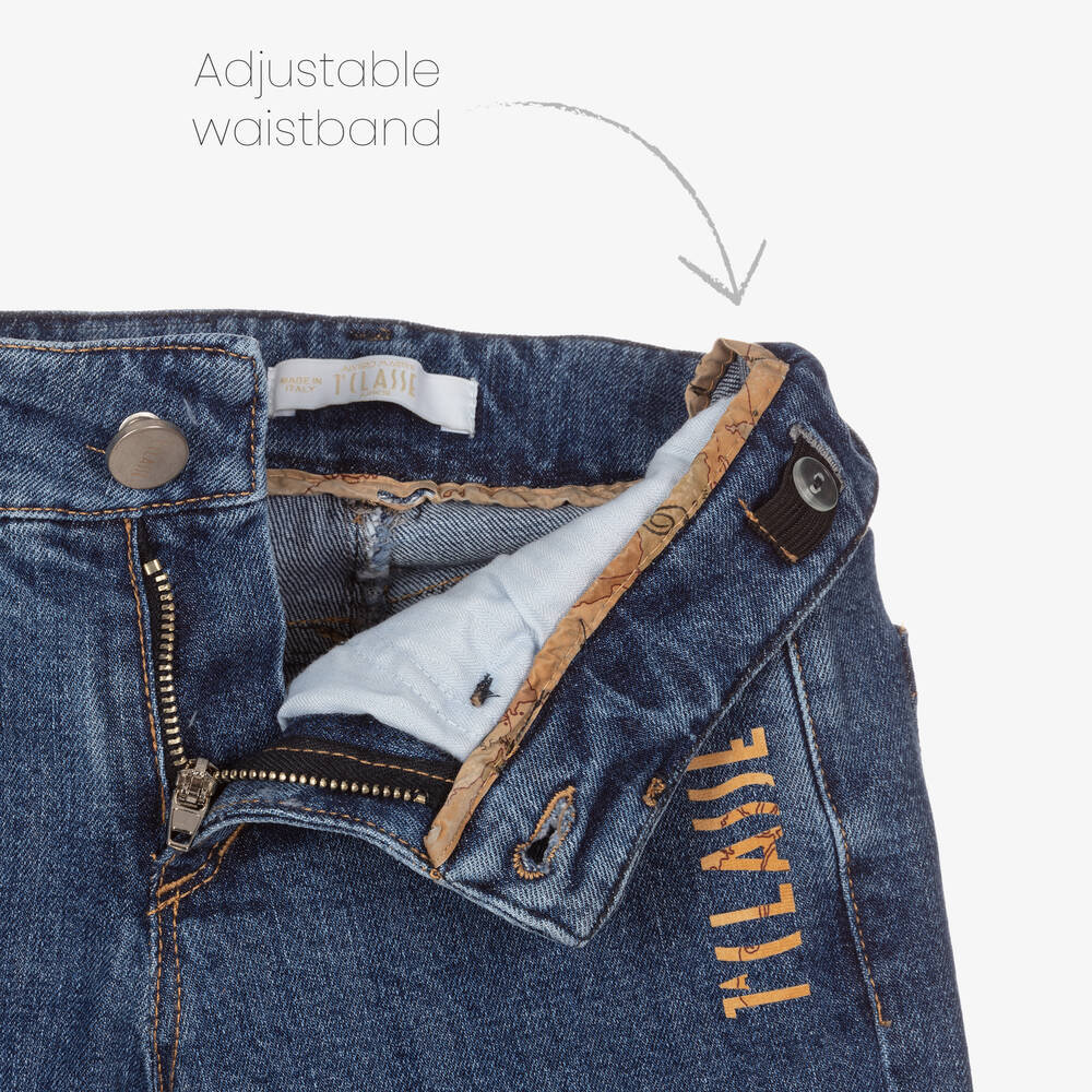 Alviero Martini-Blue Distressed Logo Jeans | Childrensalon Outlet