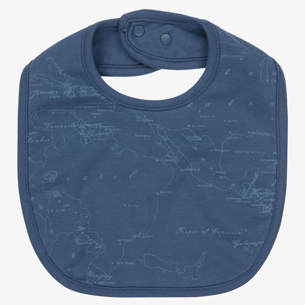Alviero Martini Blue Geo Map Baby Bib Childrensalon Outlet