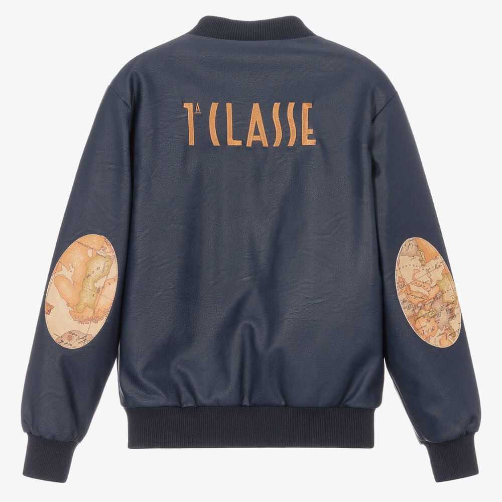 Alviero Martini-Blue Geo Map Bomber Jacket | Childrensalon Outlet
