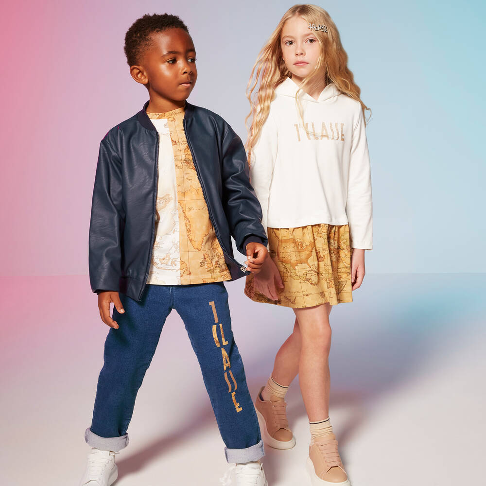Alviero Martini-Blue Geo Map Bomber Jacket | Childrensalon Outlet