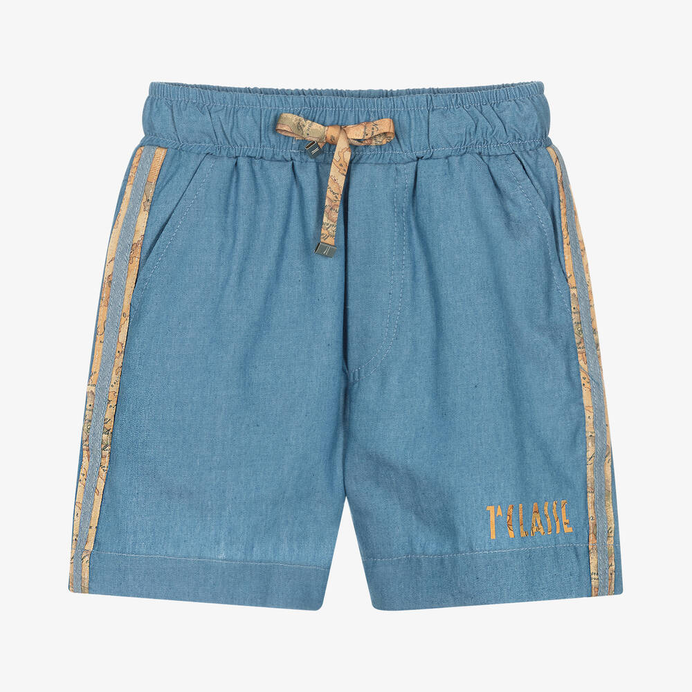 Alviero Martini - Blue Geo Map Logo Shorts | Childrensalon