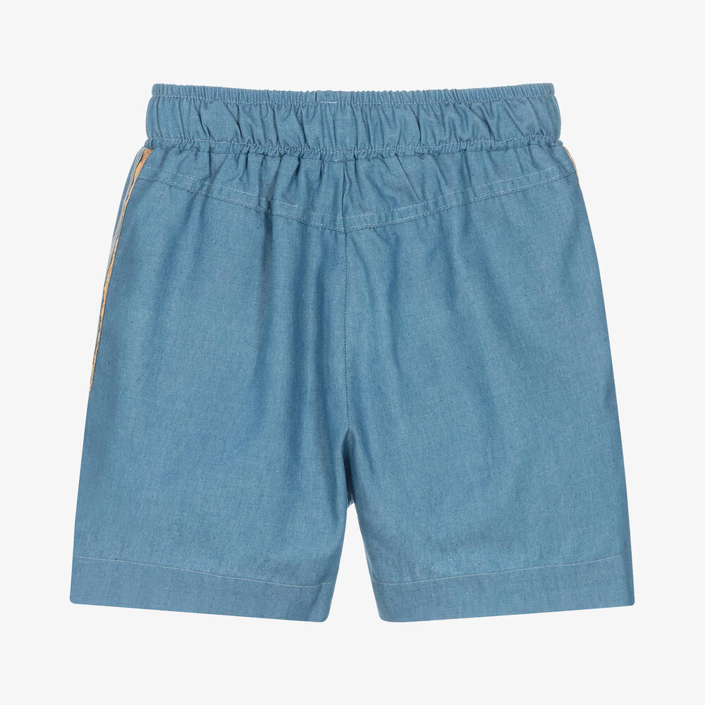 Alviero Martini-Blue Geo Map Logo Shorts | Childrensalon Outlet