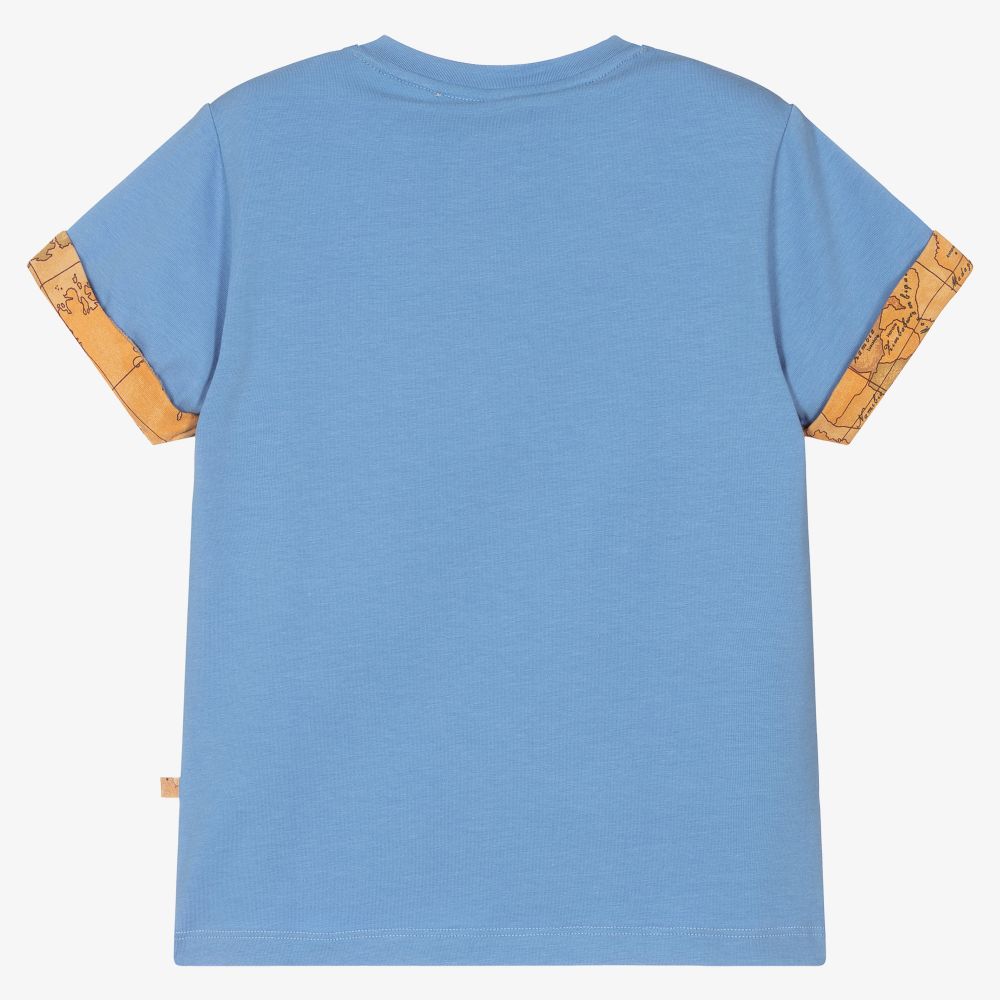 Alviero Martini-Blue Geo Map Logo T-Shirt | Childrensalon Outlet