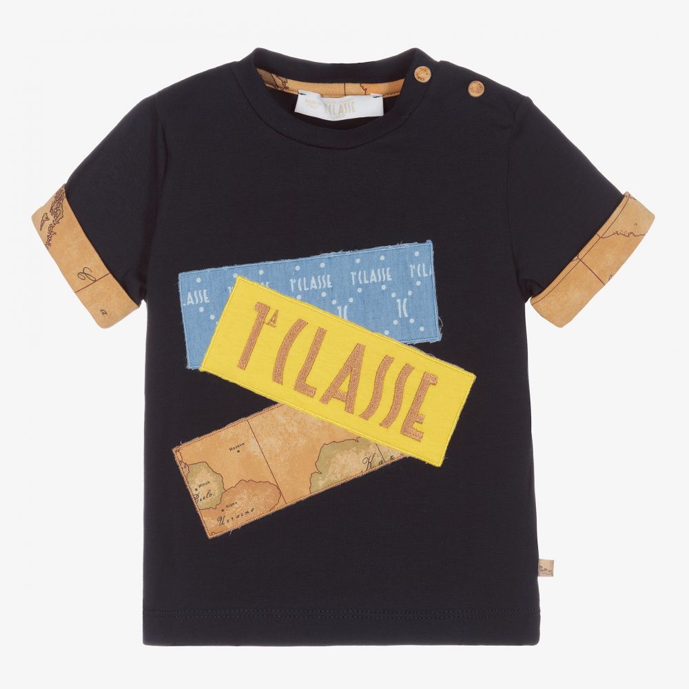 Alviero Martini Blue Geo Map Logo TShirt Childrensalon Outlet