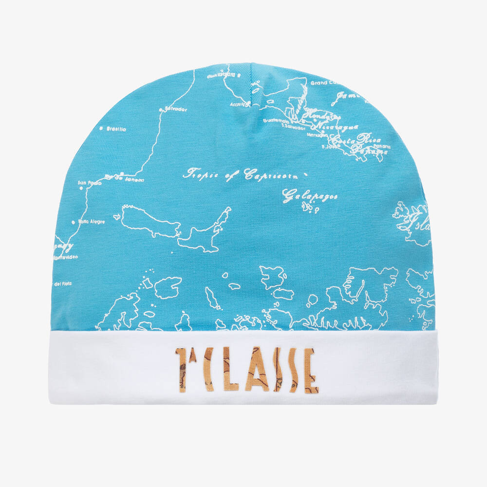 Alviero Martini - Blue Geo Map Print Baby Hat | Childrensalon