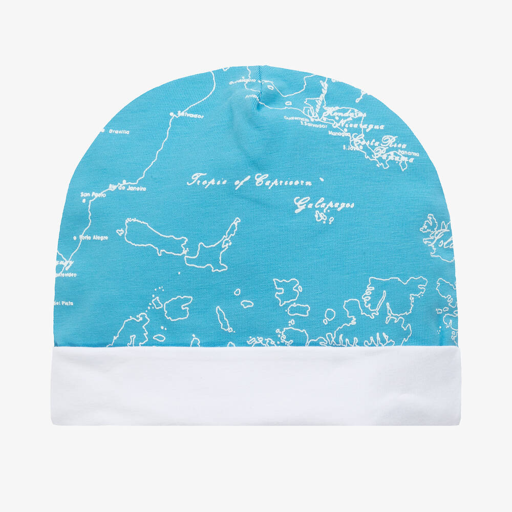 Alviero Martini-Blue Geo Map Print Baby Hat | Childrensalon Outlet