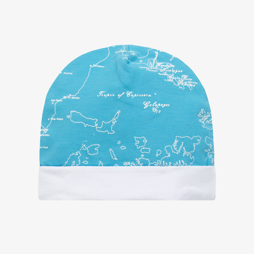 Alviero Martini-Blue Geo Map Print Baby Hat | Childrensalon Outlet
