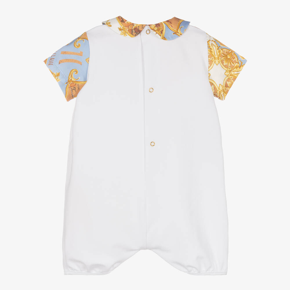 Alviero Martini-Blue & Gold Geo Arabic Print Shortie  | Childrensalon Outlet