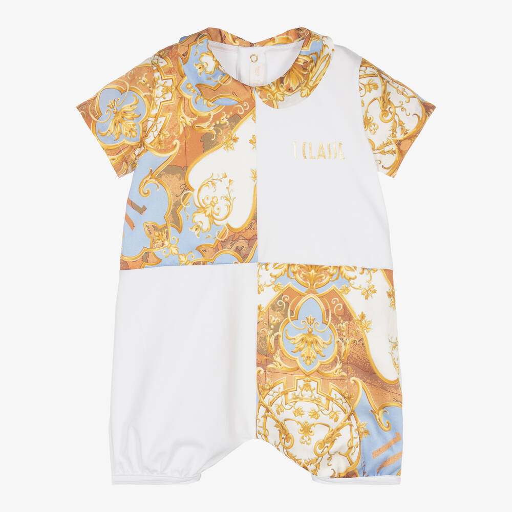 Alviero Martini - Blue & Gold Geo Arabic Print Shortie  | Childrensalon