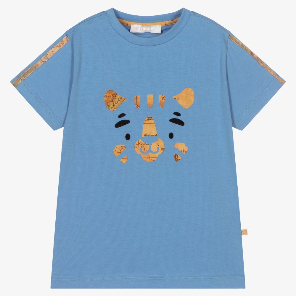 Alviero Martini - Blue Tiger Geo Map T-Shirt | Childrensalon