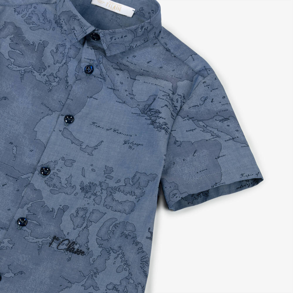 Alviero Martini-Boys Adventure Print Cotton Shirt | Childrensalon Outlet