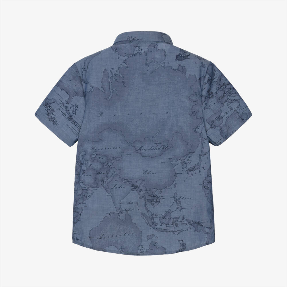 Alviero Martini-Boys Adventure Print Cotton Shirt | Childrensalon Outlet