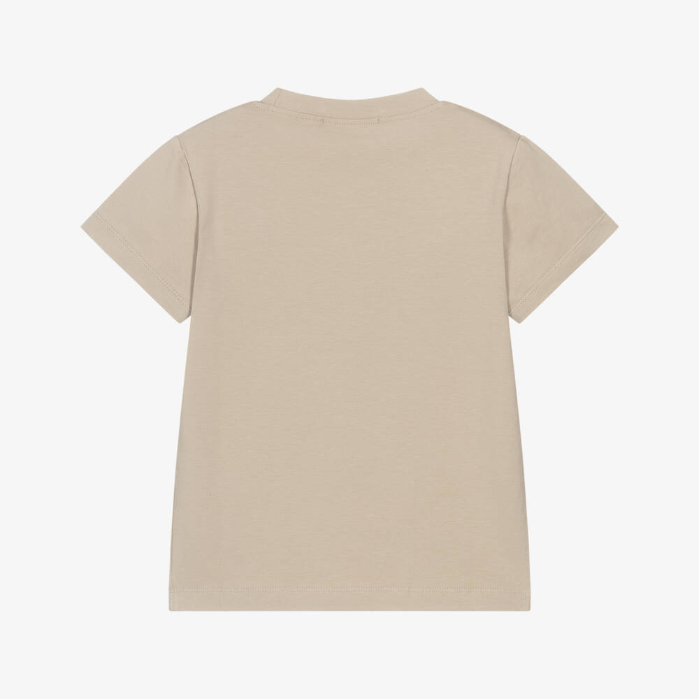Alviero Martini-Boys Beige Cotton T-Shirt with 1A Classe Logos | Childrensalon Outlet