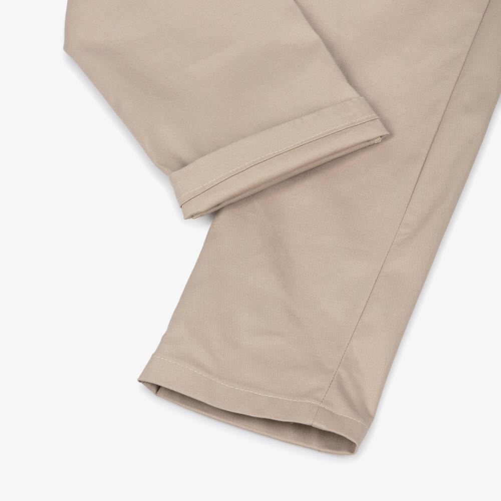 Alviero Martini-Boys Beige Cotton Trousers with Geo Map Trims | Childrensalon Outlet