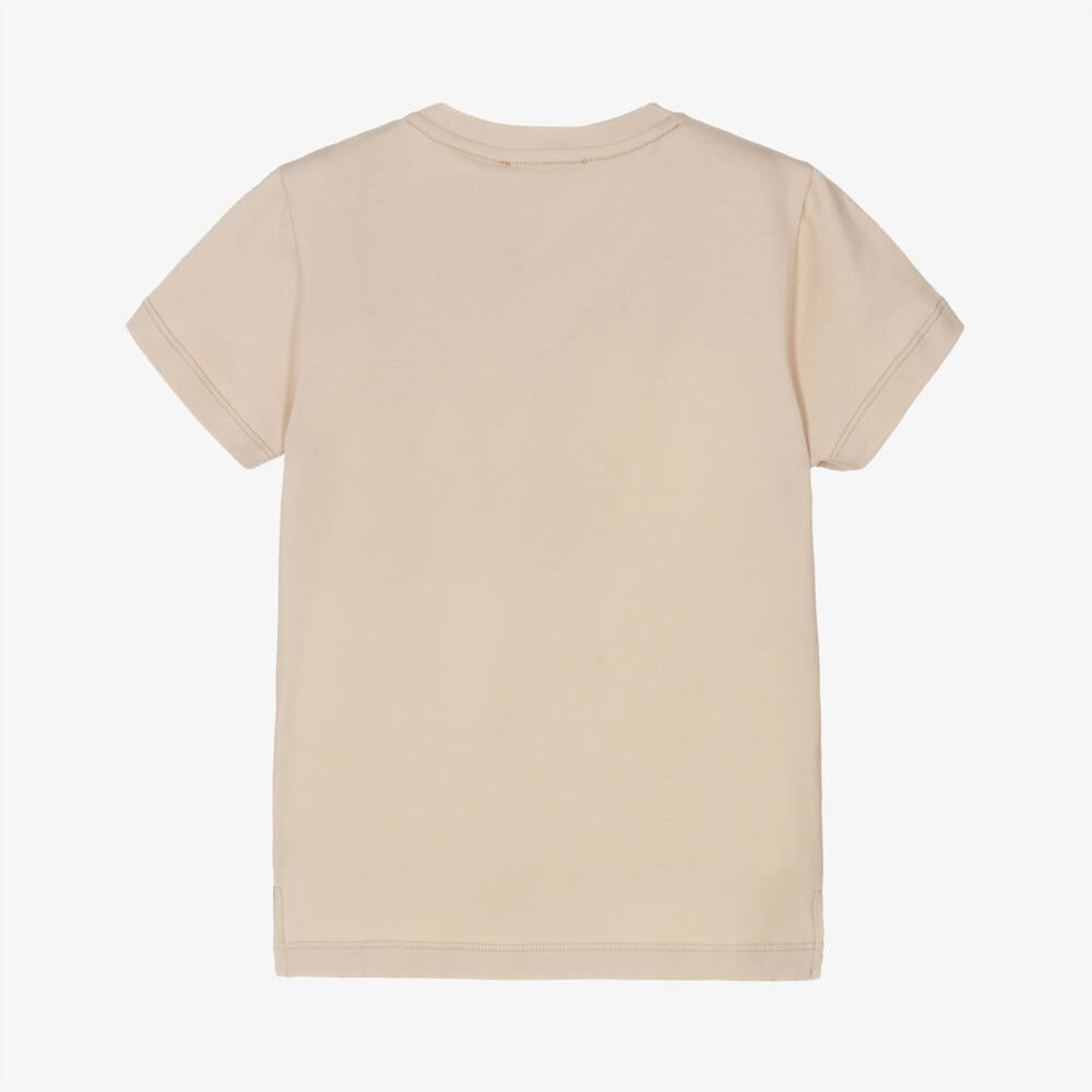 Alviero Martini-Футболка с геометрическим узором бежевого цвета для мальчиков | Childrensalon Outlet