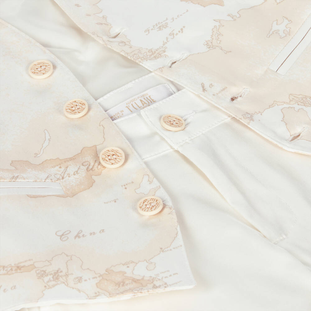 Alviero Martini-Boys Beige Geo Shorts & Waistcoat Suit | Childrensalon Outlet