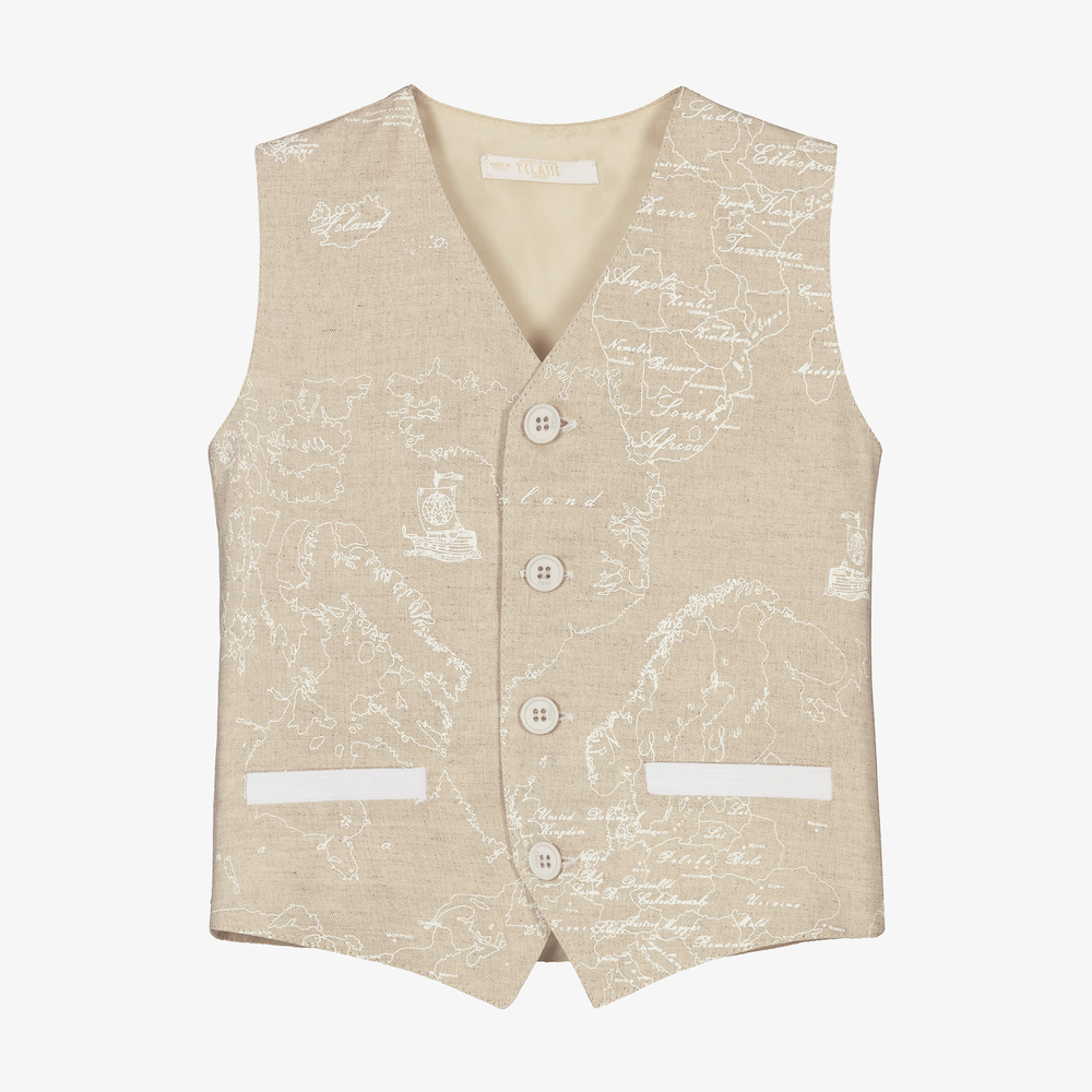 Alviero Martini-Бежевый льняной жилет для мальчиков | Childrensalon Outlet