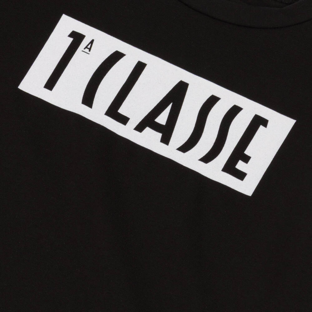 Alviero Martini-Boys Black 1st Classe Logo Cotton T-Shirt | Childrensalon Outlet