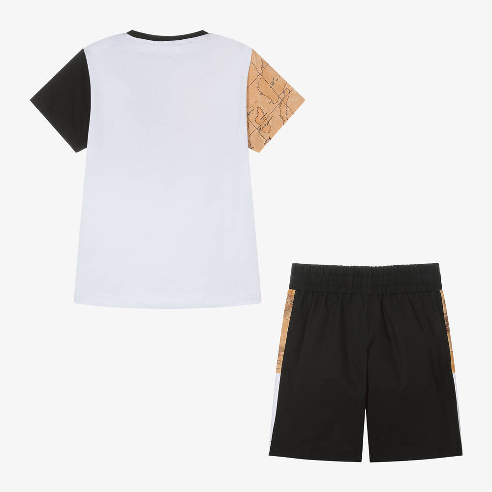 Alviero Martini-Boys Black Colourblock Cotton Shorts Set | Childrensalon Outlet