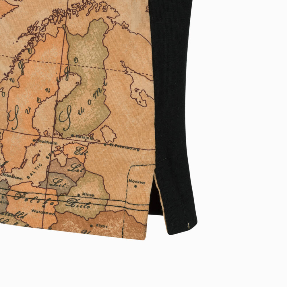 Alviero Martini-Boys Black Geo Map Cotton Polo Shirt | Childrensalon Outlet
