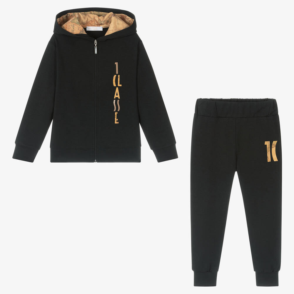 Alviero Martini Boys Black Geo Map Tracksuit Childrensalon Outlet