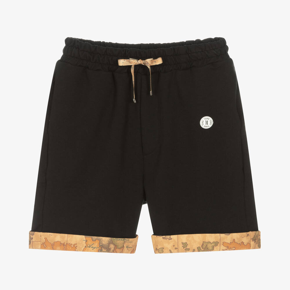 Alviero Martini - Boys Black Geo Print Cotton Shorts  | Childrensalon