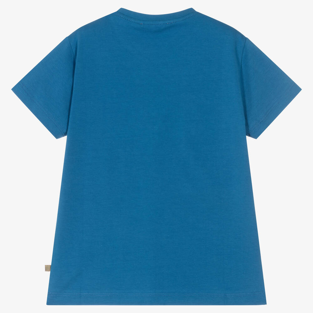Alviero Martini-Boys Blue & Beige Cotton Geo Map T-Shirt | Childrensalon Outlet