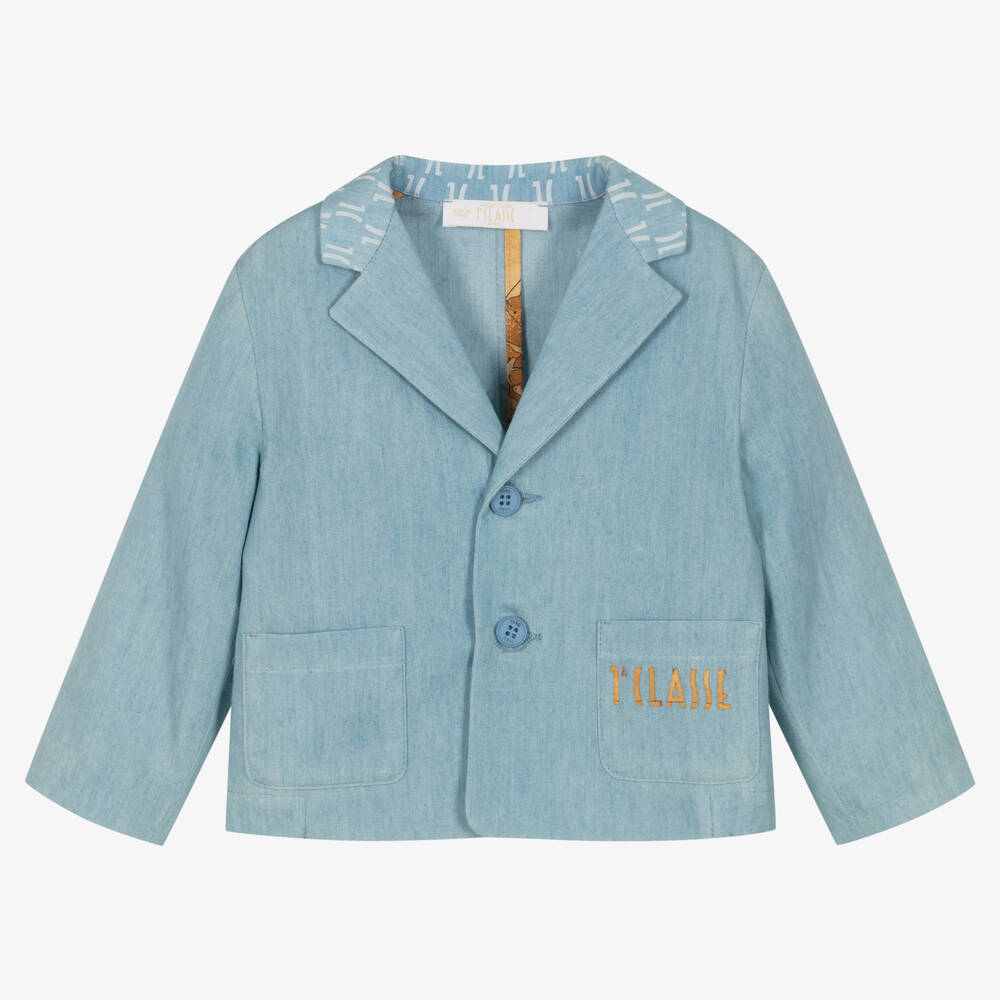 Alviero Martini - Boys Blue Chambray Blazer | Childrensalon