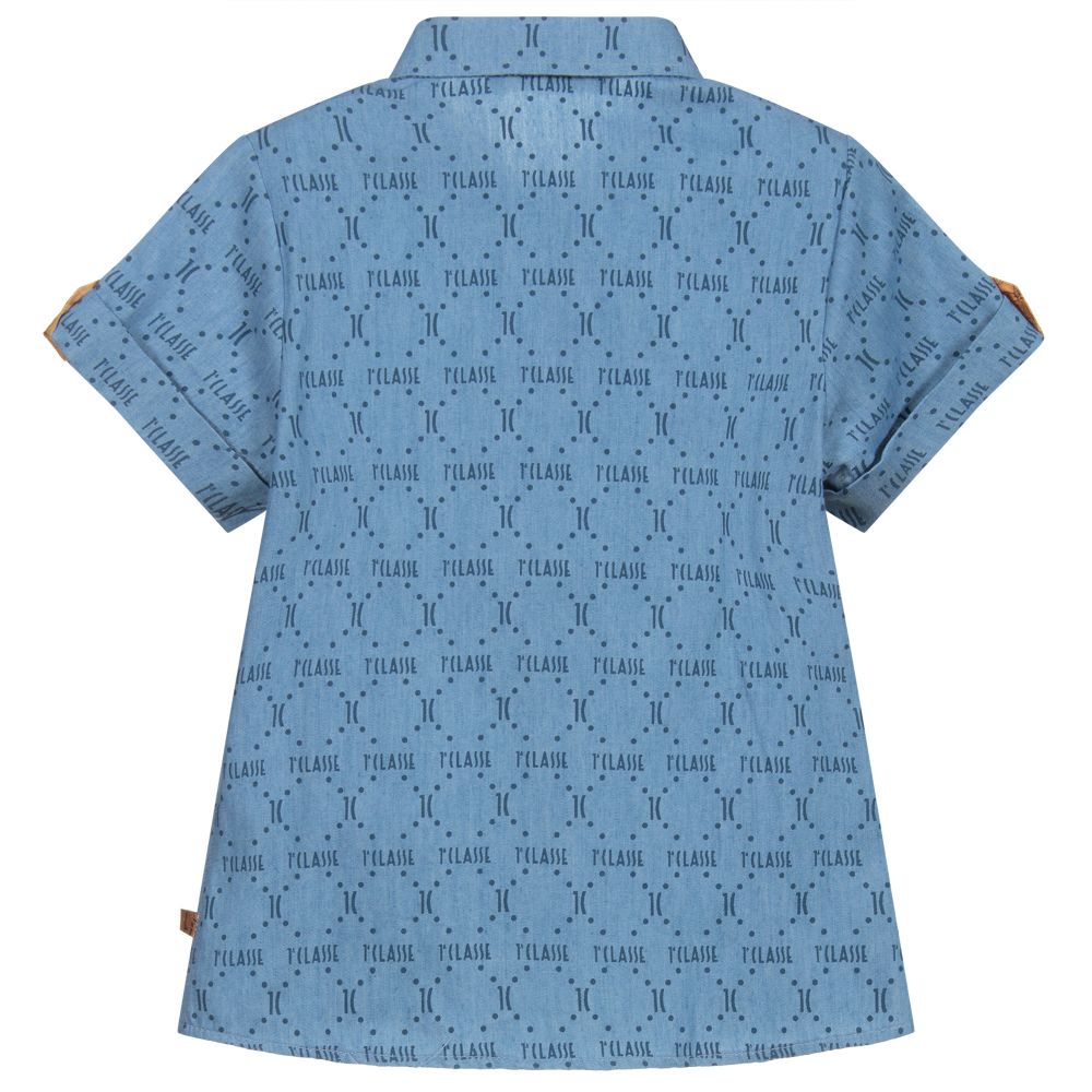 Alviero Martini-Boys Blue Chambray Logo Shirt | Childrensalon Outlet