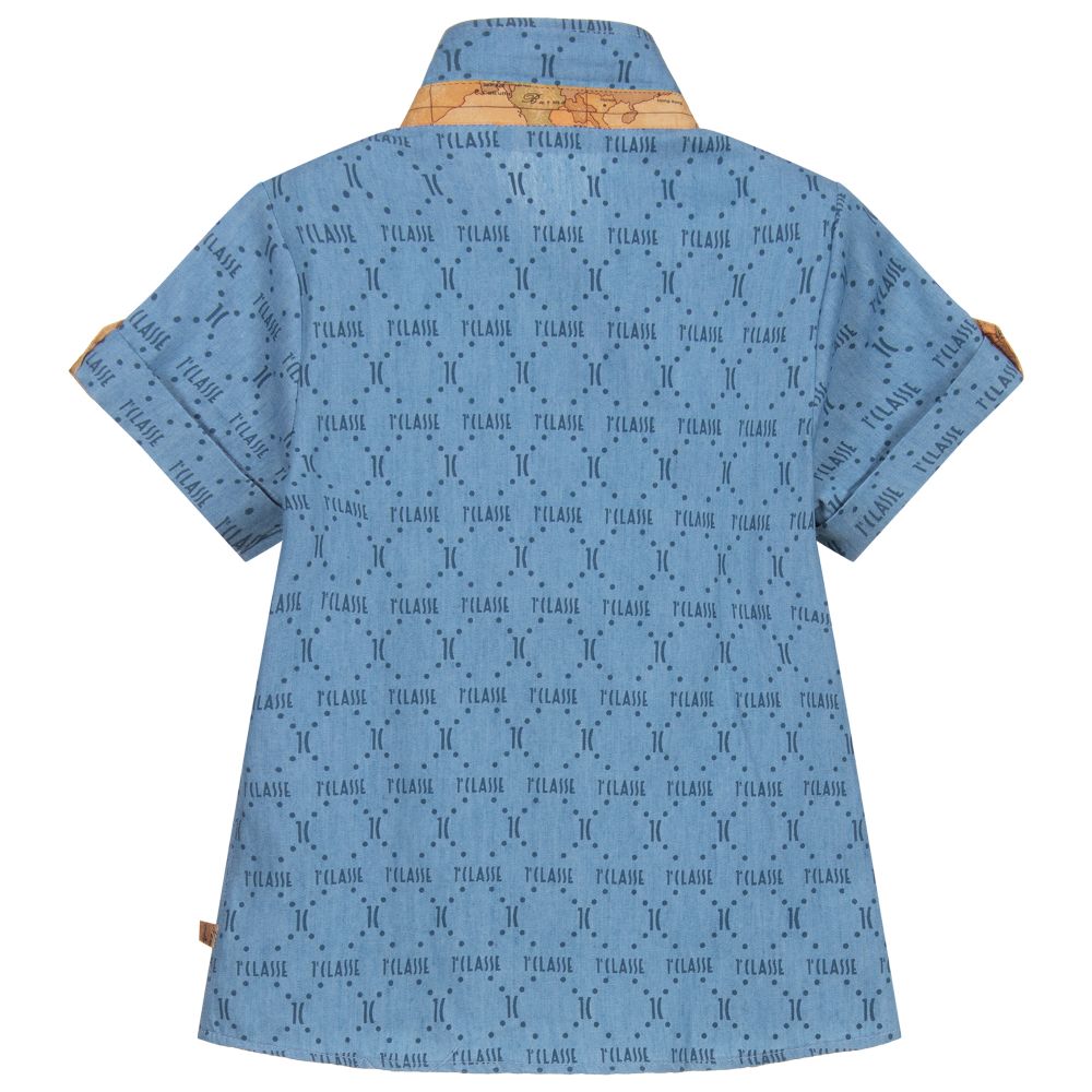 Alviero Martini-Boys Blue Chambray Logo Shirt | Childrensalon Outlet