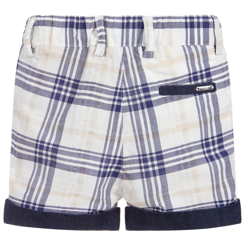 Alviero Martini-شورت قطن و حرير  كاروهات لون عاجي للأولاد | Childrensalon Outlet