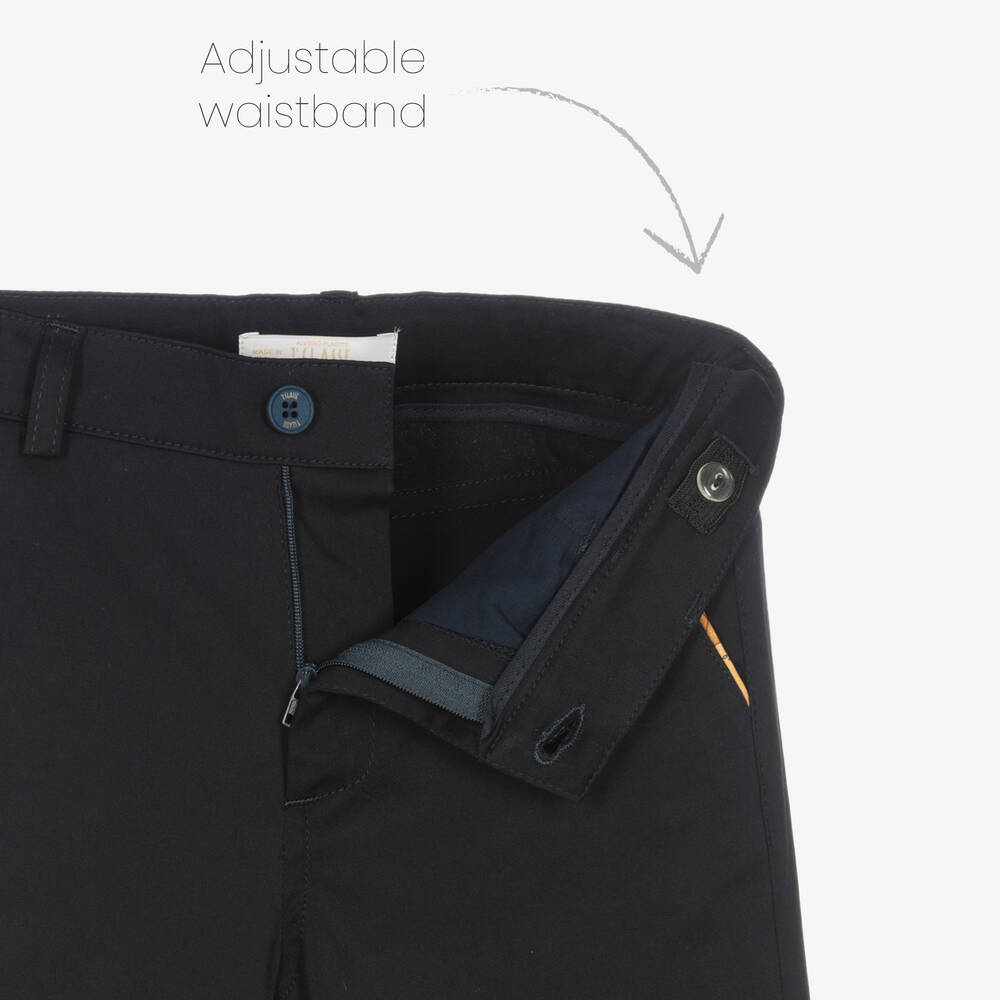 Alviero Martini-Boys Blue Cotton Geo Map Shorts | Childrensalon Outlet