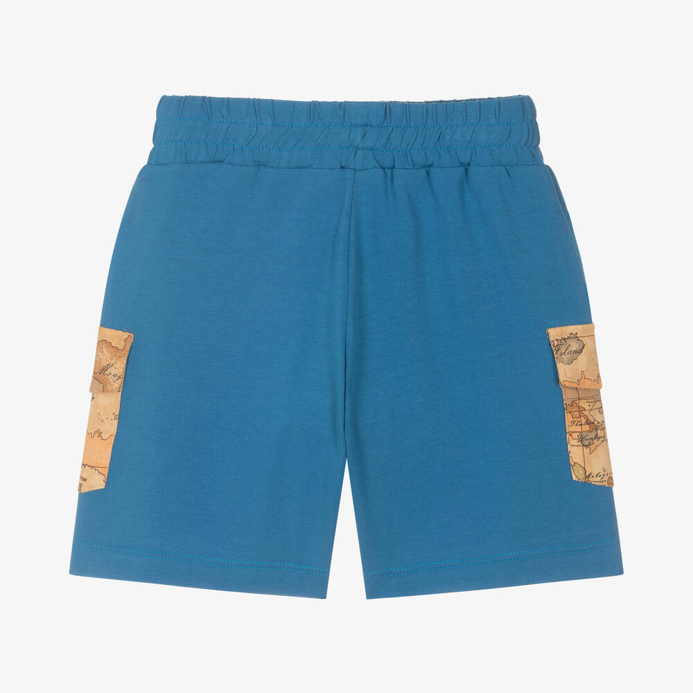 Alviero Martini-Boys Blue Cotton Geo Shorts | Childrensalon Outlet