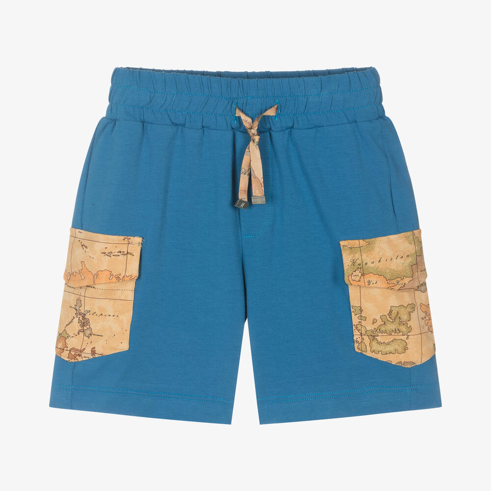 Alviero Martini - Boys Blue Cotton Geo Shorts | Childrensalon