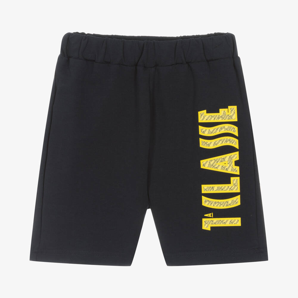 Alviero Martini - Boys Blue Cotton Logo Shorts | Childrensalon