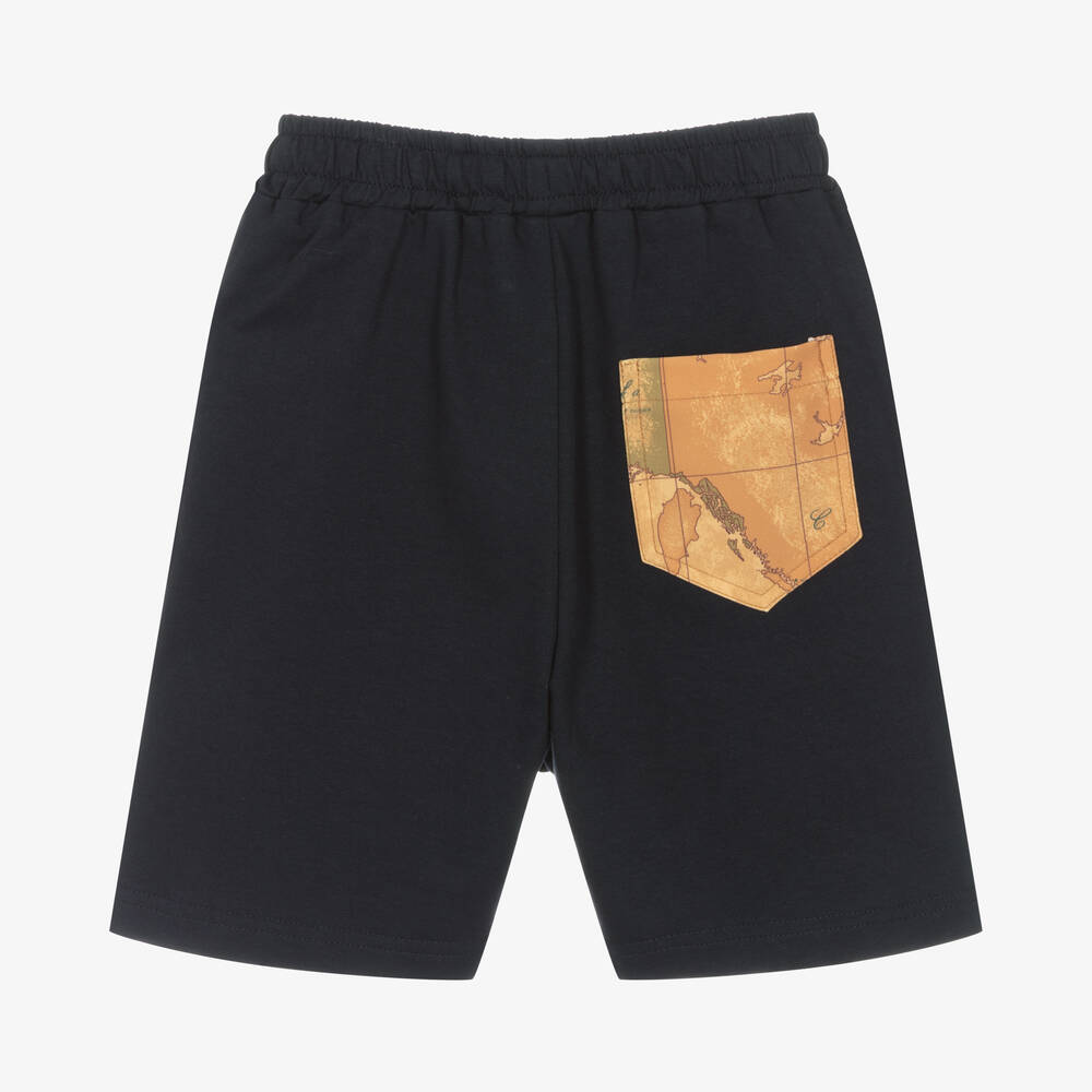 الفيرو مارتيني-Boys Blue Geo Map Cotton Shorts | Childrensalon Outlet