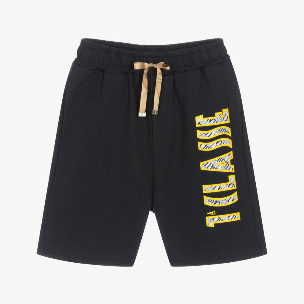 Alviero Martini-Boys Blue Geo Map Cotton Shorts | Childrensalon Outlet