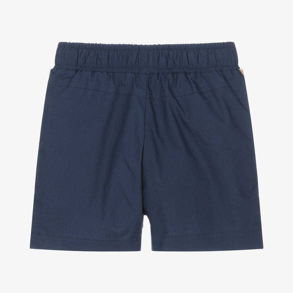 Alviero Martini-Boys Blue Geo Map Cotton Shorts  | Childrensalon Outlet