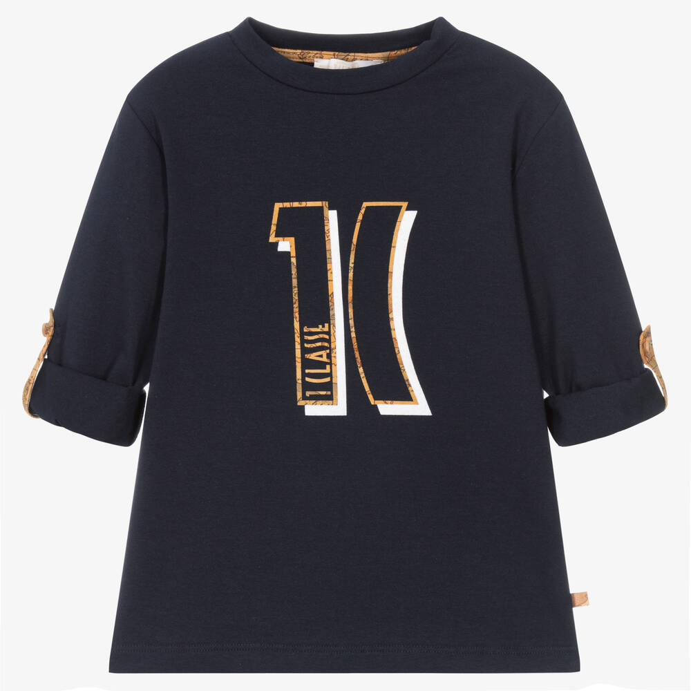 Alviero Martini-Boys Blue Geo Map Top | Childrensalon Outlet
