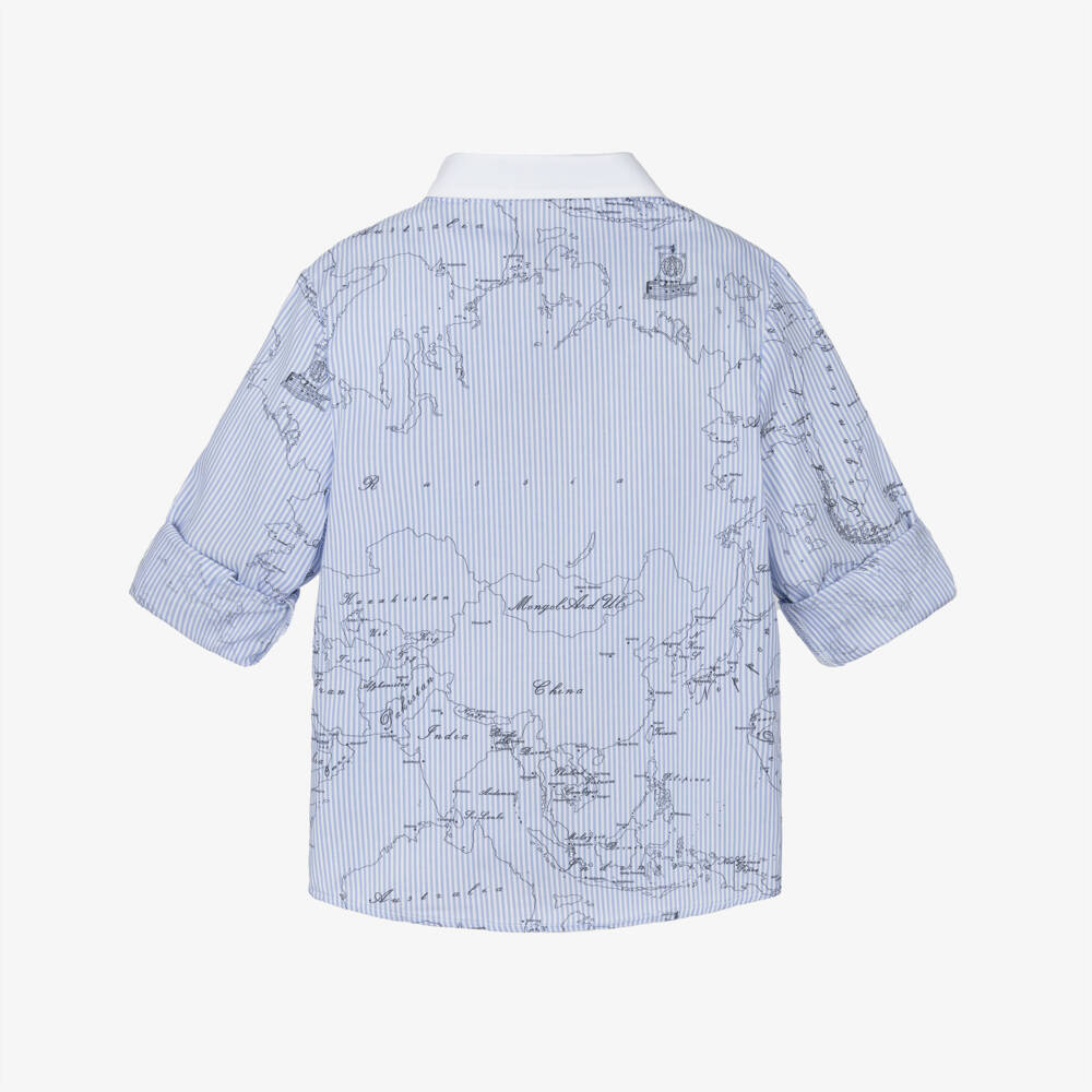 Alviero Martini-Boys Blue Geometric Cotton Shirt | Childrensalon Outlet